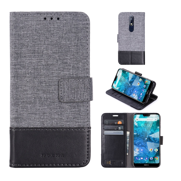 For Nokia 7.1 MUXMA MX102 Horizontal Flip Canvas Leather Case with Stand & Card Slot & Wallet Function