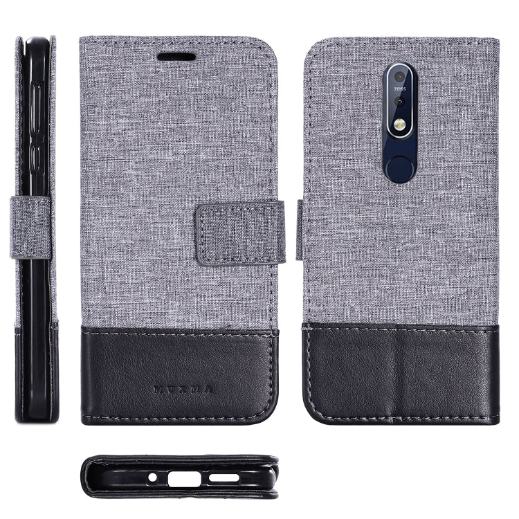 For Nokia 7.1 MUXMA MX102 Horizontal Flip Canvas Leather Case with Stand & Card Slot & Wallet Function