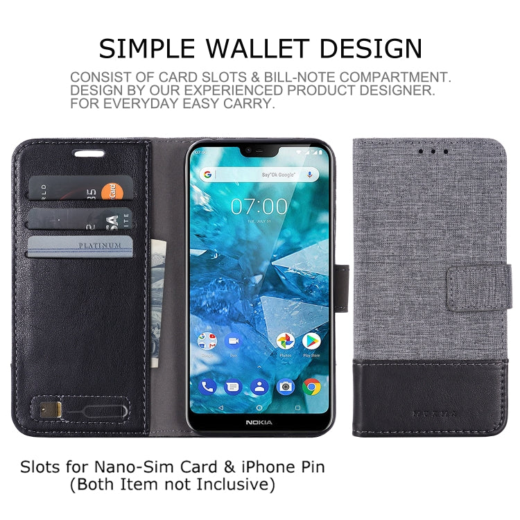 For Nokia 7.1 MUXMA MX102 Horizontal Flip Canvas Leather Case with Stand & Card Slot & Wallet Function