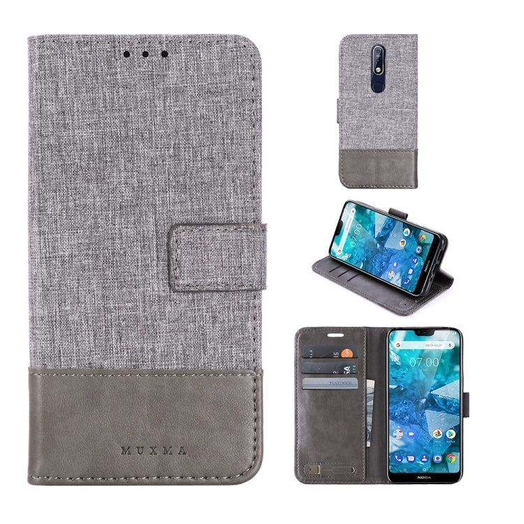 For Nokia 7.1 MUXMA MX102 Horizontal Flip Canvas Leather Case with Stand & Card Slot & Wallet Function