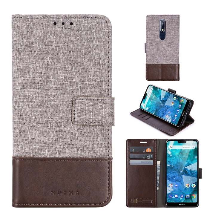 For Nokia 7.1 MUXMA MX102 Horizontal Flip Canvas Leather Case with Stand & Card Slot & Wallet Function
