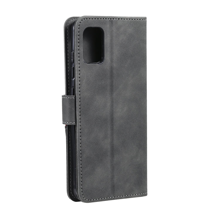 For Samsung Galaxy A02s EU Version Three-color Stitching Calf Texture Horizontal Flip Leather Case with Holder & Card Slots & Wallet
