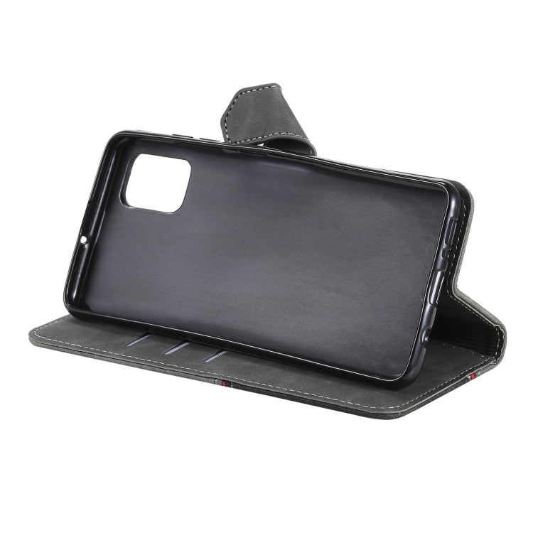 For Samsung Galaxy A03s Three-color Stitching Calf Texture Horizontal Flip Leather Case with Holder & Card Slots & Wallet