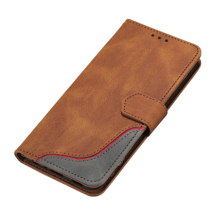 For Samsung Galaxy A12 5G Three-color Stitching Calf Texture Horizontal Flip Leather Case with Holder & Card Slots & Wallet