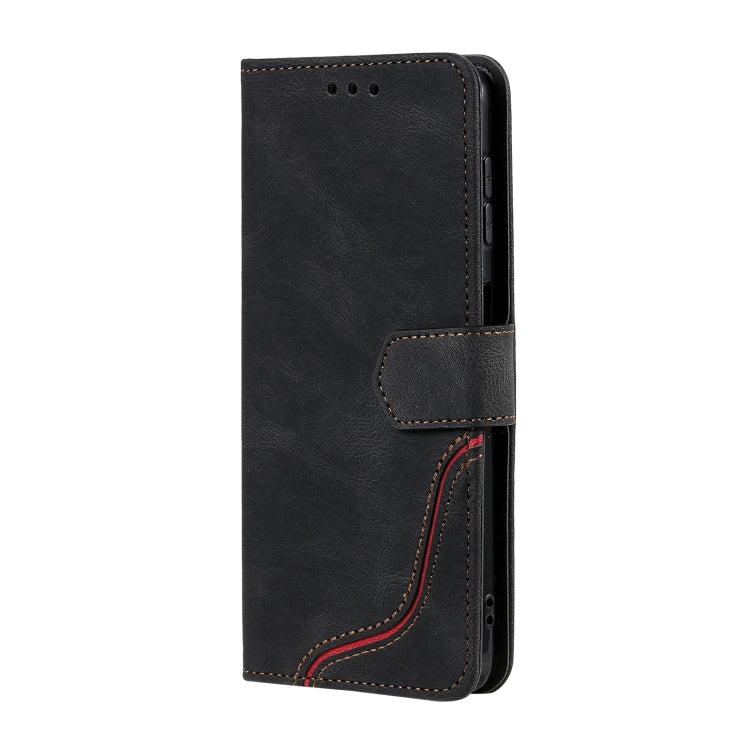 For Samsung Galaxy A12 5G Three-color Stitching Calf Texture Horizontal Flip Leather Case with Holder & Card Slots & Wallet