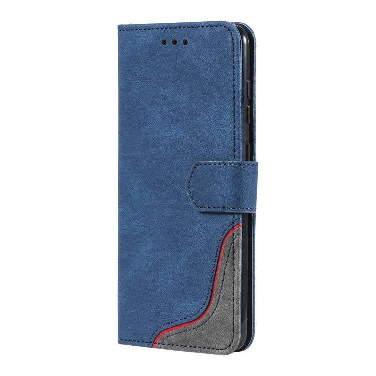For Samsung Galaxy A21s Three-color Stitching Calf Texture Horizontal Flip Leather Case with Holder & Card Slots & Wallet