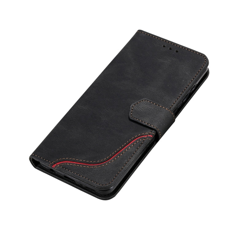 For Samsung Galaxy A21s Three-color Stitching Calf Texture Horizontal Flip Leather Case with Holder & Card Slots & Wallet