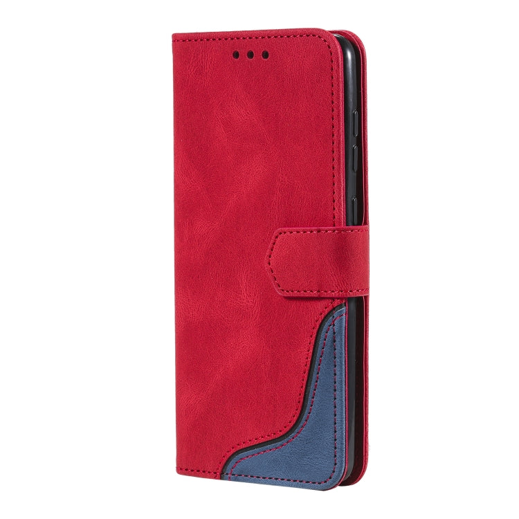 For Samsung Galaxy A21s Three-color Stitching Calf Texture Horizontal Flip Leather Case with Holder & Card Slots & Wallet