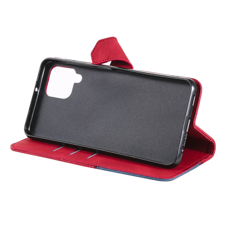 For Samsung Galaxy A22 4G Three-color Stitching Calf Texture Horizontal Flip Leather Case with Holder & Card Slots & Wallet