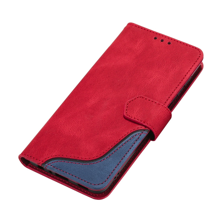 For Samsung Galaxy A22 4G Three-color Stitching Calf Texture Horizontal Flip Leather Case with Holder & Card Slots & Wallet