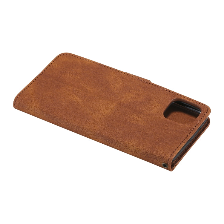 For Samsung Galaxy A22 5G Three-color Stitching Calf Texture Horizontal Flip Leather Case with Holder & Card Slots & Wallet