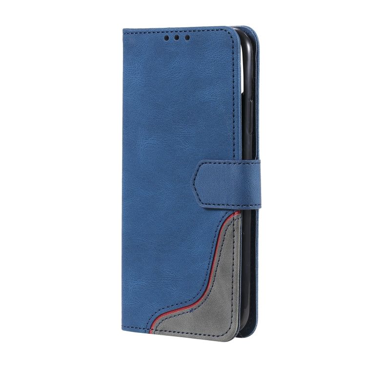 For Samsung Galaxy A22 5G Three-color Stitching Calf Texture Horizontal Flip Leather Case with Holder & Card Slots & Wallet
