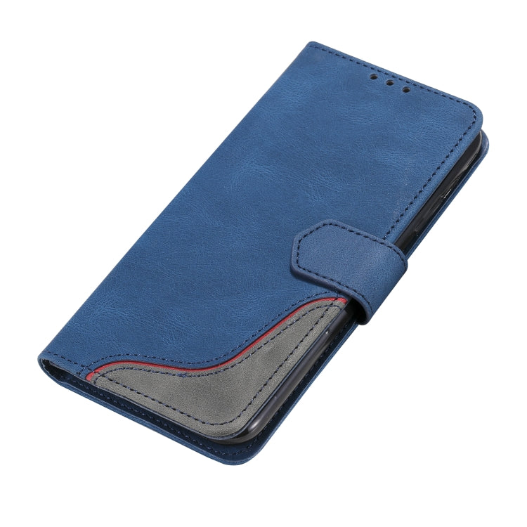 For Samsung Galaxy A22 5G Three-color Stitching Calf Texture Horizontal Flip Leather Case with Holder & Card Slots & Wallet