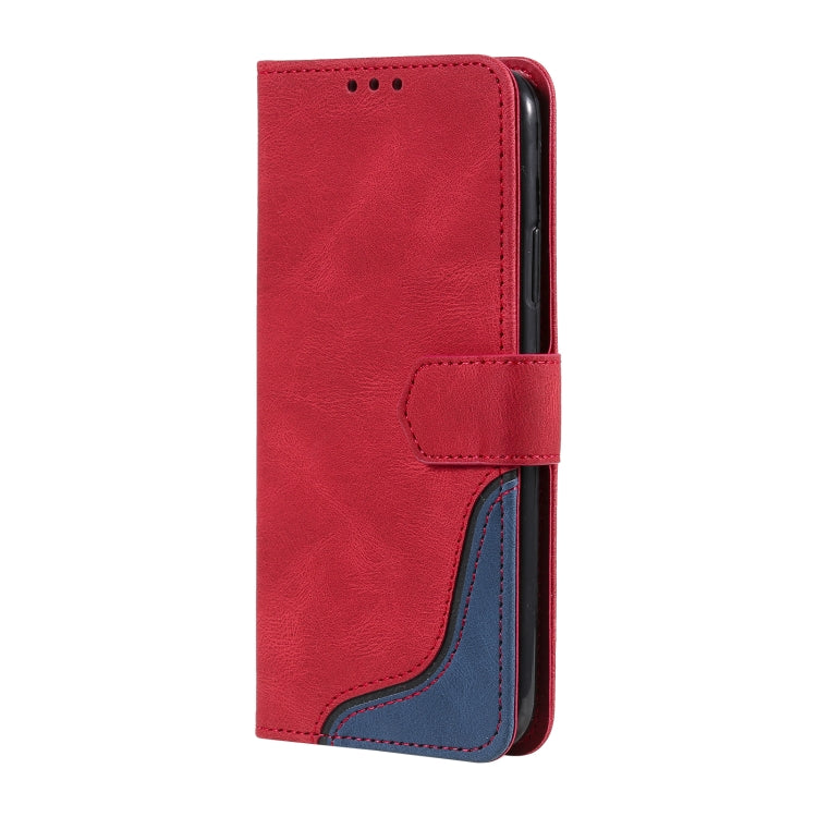 For Samsung Galaxy A22 5G Three-color Stitching Calf Texture Horizontal Flip Leather Case with Holder & Card Slots & Wallet