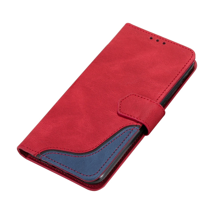 For Samsung Galaxy A22 5G Three-color Stitching Calf Texture Horizontal Flip Leather Case with Holder & Card Slots & Wallet