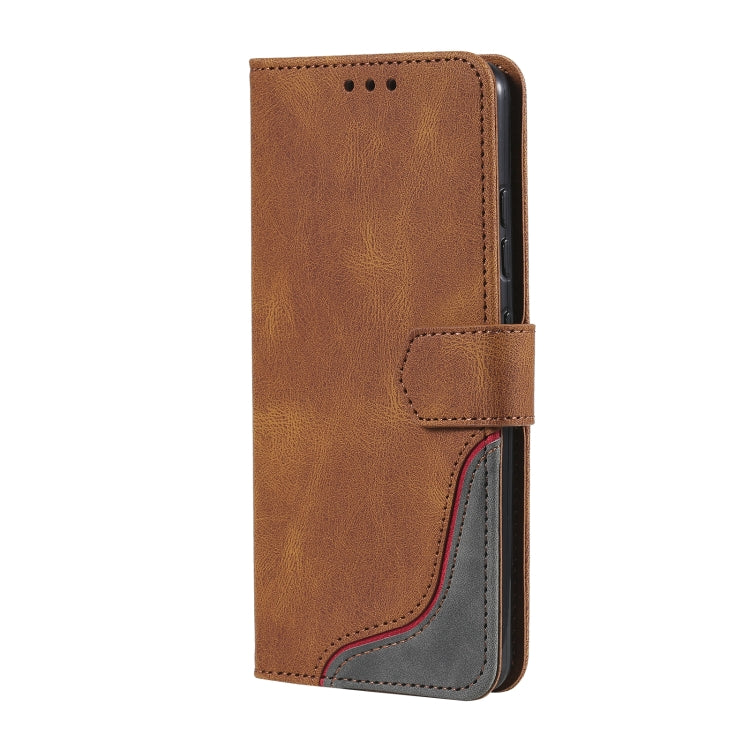 For Samsung Galaxy A32 4G Three-color Stitching Calf Texture Horizontal Flip Leather Case with Holder & Card Slots & Wallet