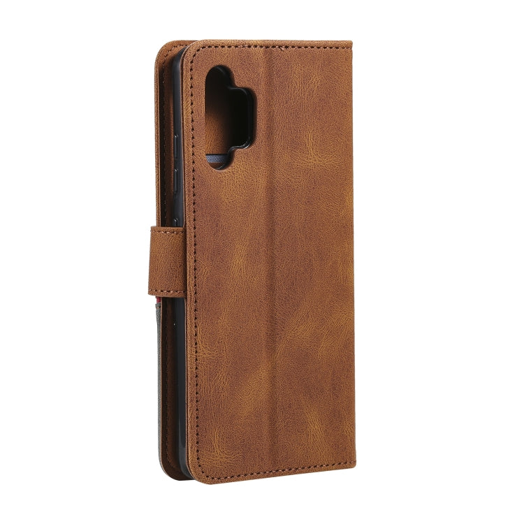 For Samsung Galaxy A32 4G Three-color Stitching Calf Texture Horizontal Flip Leather Case with Holder & Card Slots & Wallet