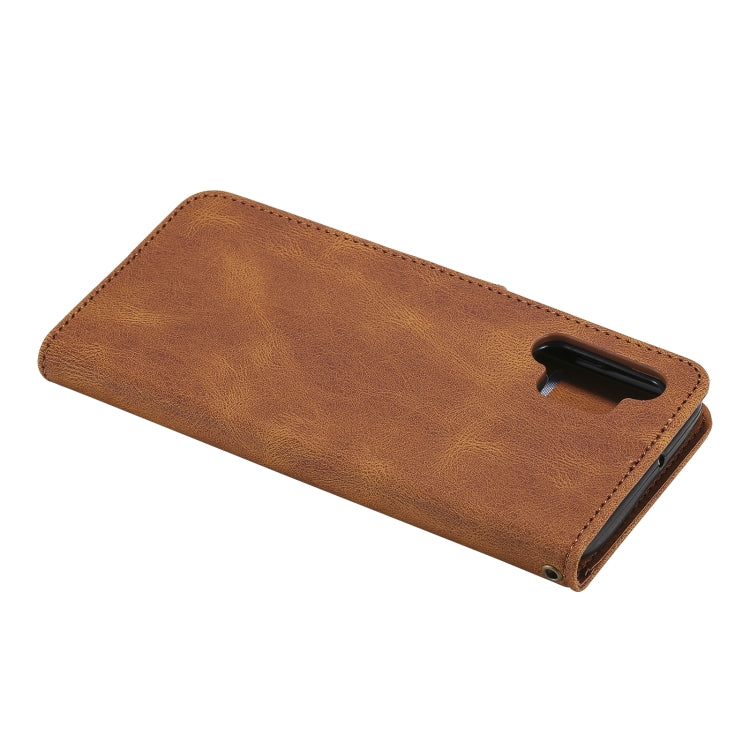 For Samsung Galaxy A32 4G Three-color Stitching Calf Texture Horizontal Flip Leather Case with Holder & Card Slots & Wallet