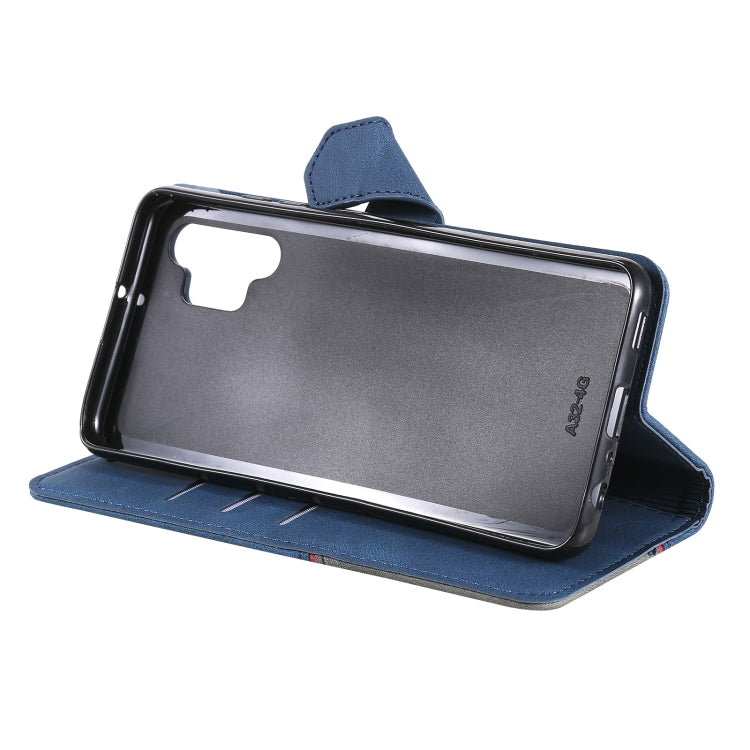 For Samsung Galaxy A32 4G Three-color Stitching Calf Texture Horizontal Flip Leather Case with Holder & Card Slots & Wallet