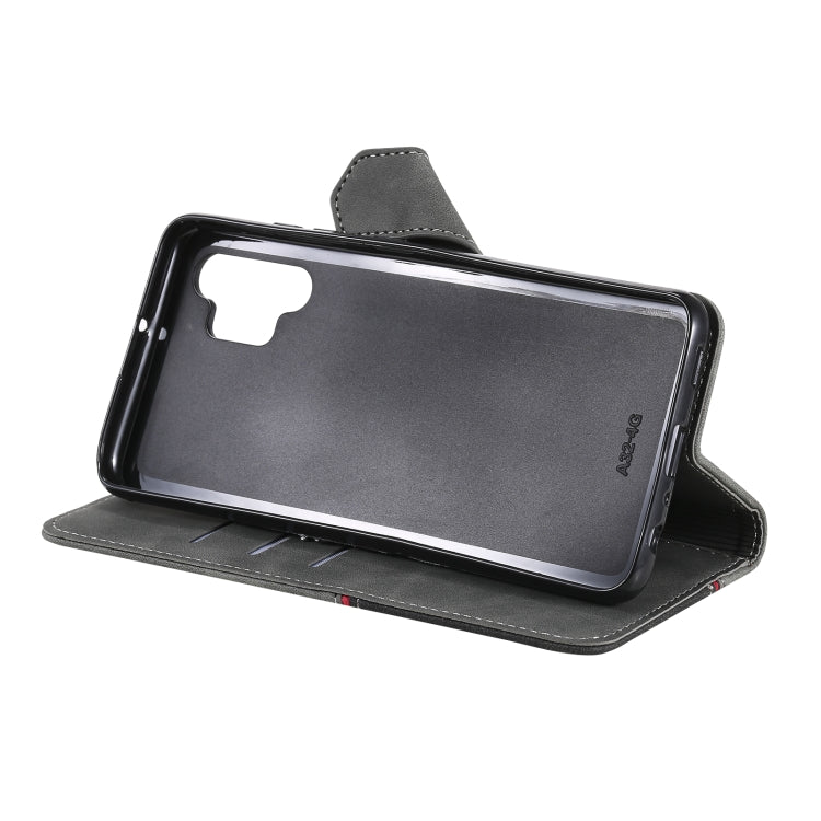 For Samsung Galaxy A32 4G Three-color Stitching Calf Texture Horizontal Flip Leather Case with Holder & Card Slots & Wallet