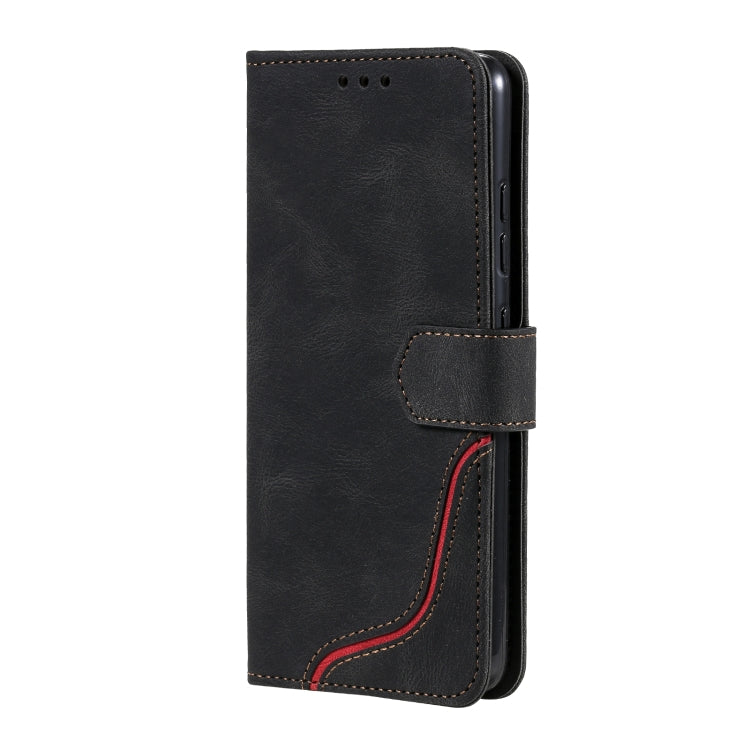 For Samsung Galaxy A32 4G Three-color Stitching Calf Texture Horizontal Flip Leather Case with Holder & Card Slots & Wallet