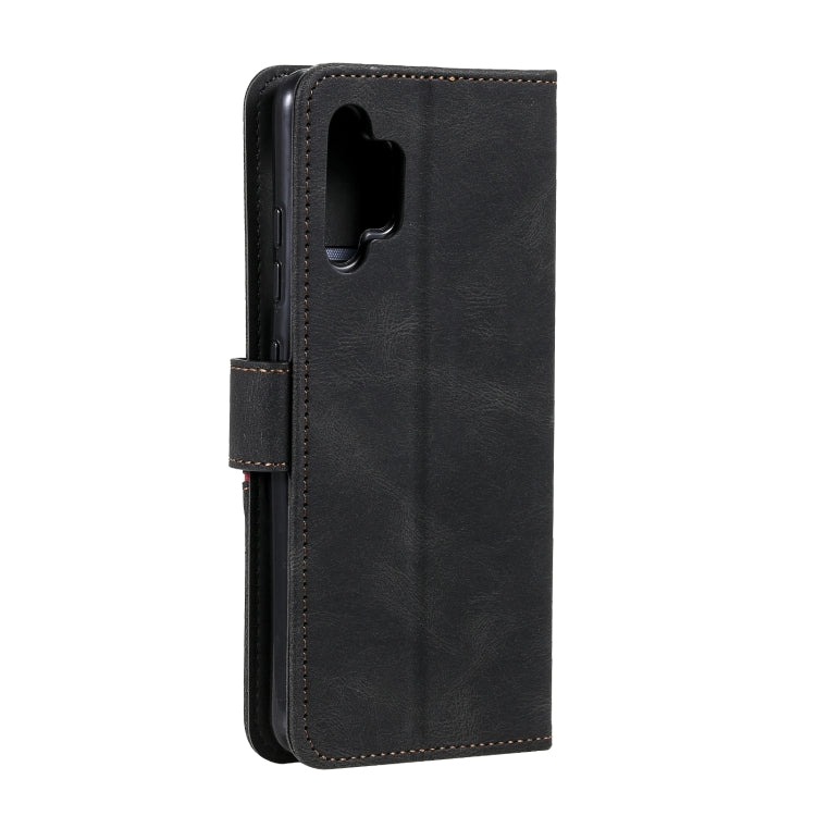 For Samsung Galaxy A32 4G Three-color Stitching Calf Texture Horizontal Flip Leather Case with Holder & Card Slots & Wallet