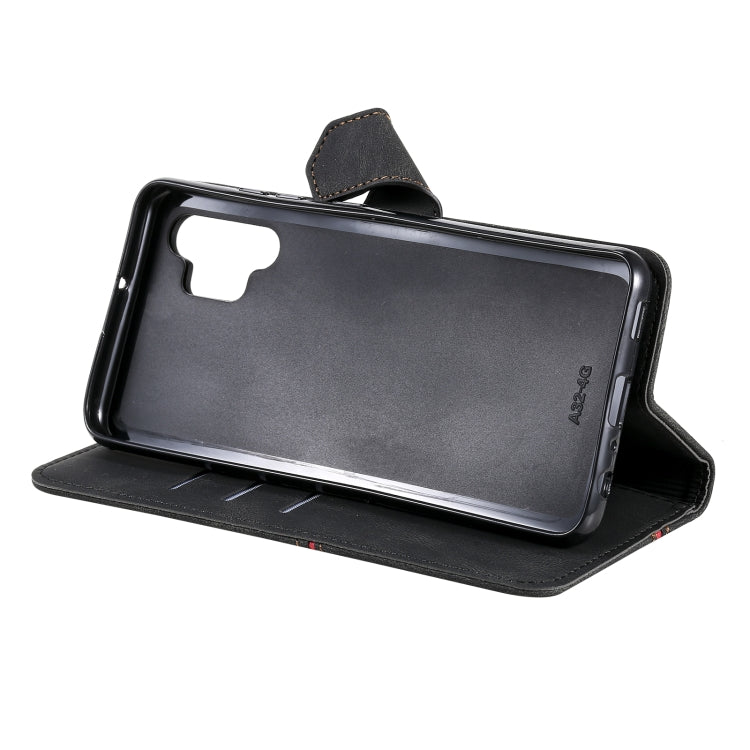 For Samsung Galaxy A32 4G Three-color Stitching Calf Texture Horizontal Flip Leather Case with Holder & Card Slots & Wallet