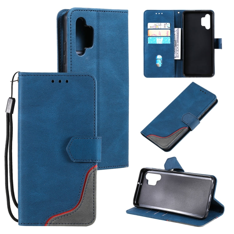 For Samsung Galaxy A32 5G Three-color Stitching Calf Texture Horizontal Flip Leather Case with Holder & Card Slots & Wallet