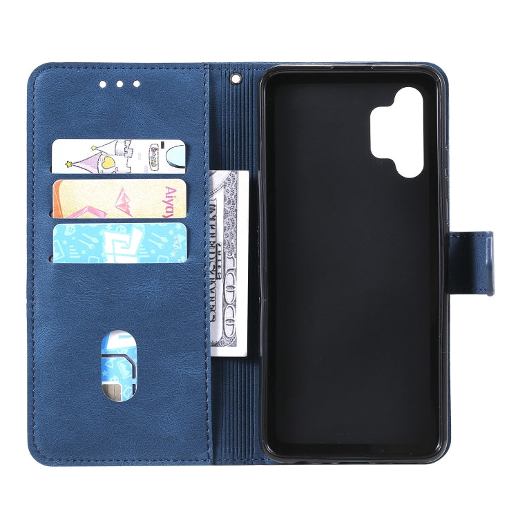 For Samsung Galaxy A32 5G Three-color Stitching Calf Texture Horizontal Flip Leather Case with Holder & Card Slots & Wallet