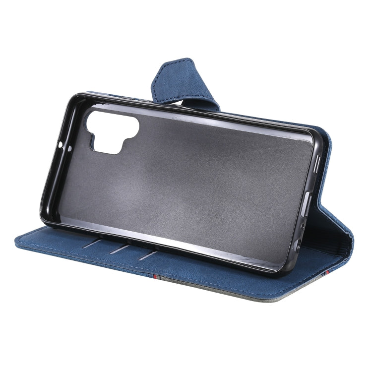 For Samsung Galaxy A32 5G Three-color Stitching Calf Texture Horizontal Flip Leather Case with Holder & Card Slots & Wallet