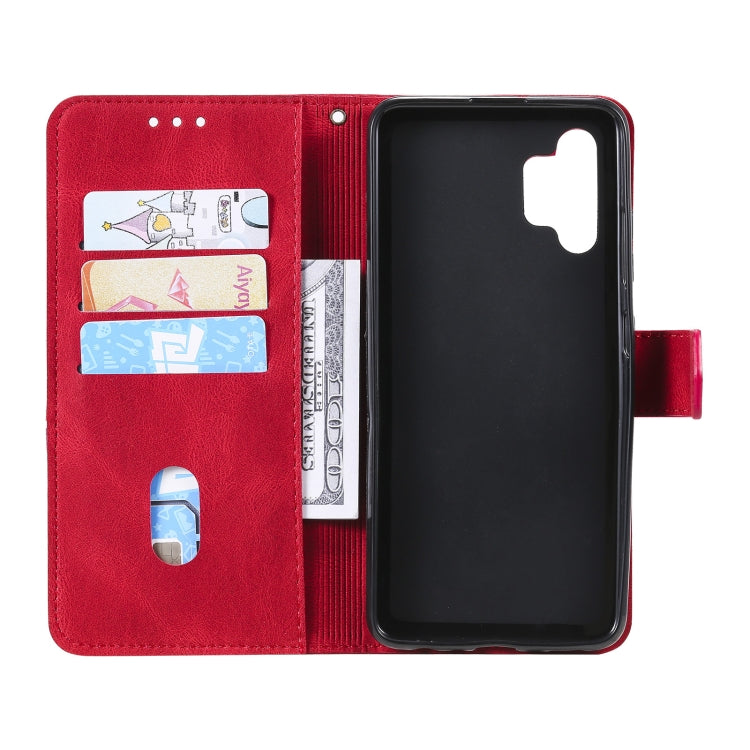 For Samsung Galaxy A32 5G Three-color Stitching Calf Texture Horizontal Flip Leather Case with Holder & Card Slots & Wallet