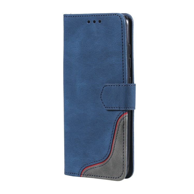 For Samsung Galaxy A41 Three-color Stitching Calf Texture Horizontal Flip Leather Case with Holder & Card Slots & Wallet