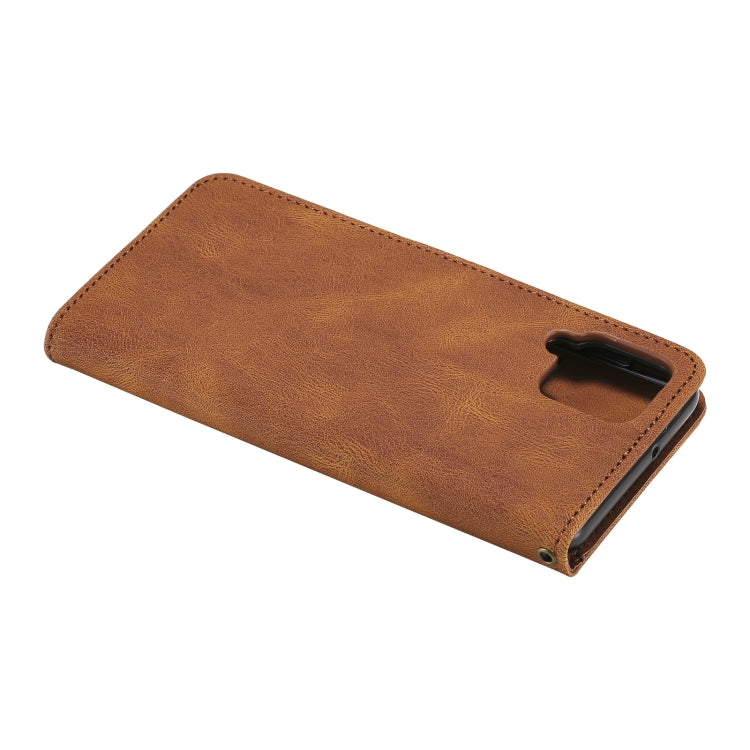 For Samsung Galaxy A42 5G Three-color Stitching Calf Texture Horizontal Flip Leather Case with Holder & Card Slots & Wallet