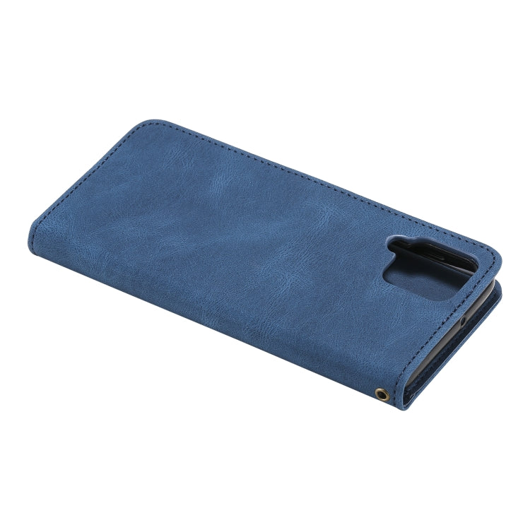 For Samsung Galaxy A42 5G Three-color Stitching Calf Texture Horizontal Flip Leather Case with Holder & Card Slots & Wallet