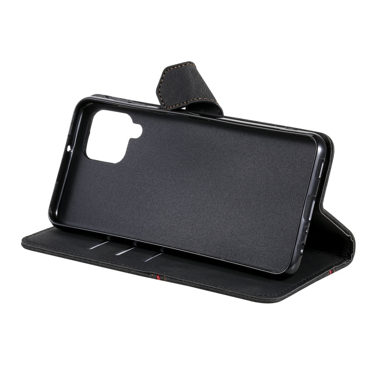 For Samsung Galaxy A42 5G Three-color Stitching Calf Texture Horizontal Flip Leather Case with Holder & Card Slots & Wallet