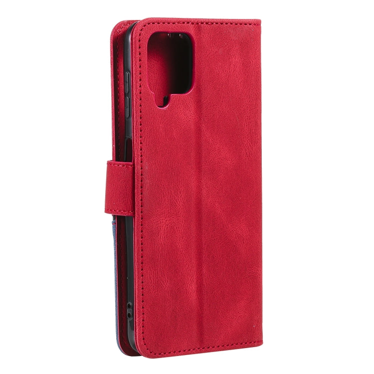 For Samsung Galaxy A42 5G Three-color Stitching Calf Texture Horizontal Flip Leather Case with Holder & Card Slots & Wallet