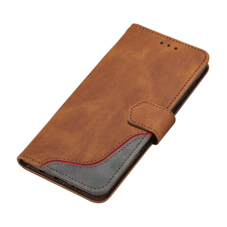 For Samsung Galaxy A50 Three-color Stitching Calf Texture Horizontal Flip Leather Case with Holder & Card Slots & Wallet