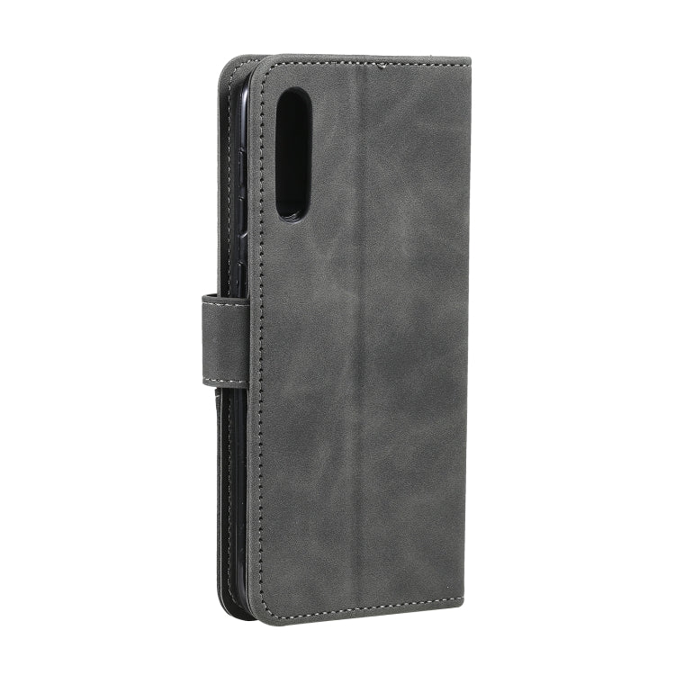 For Samsung Galaxy A50 Three-color Stitching Calf Texture Horizontal Flip Leather Case with Holder & Card Slots & Wallet