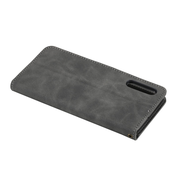 For Samsung Galaxy A50 Three-color Stitching Calf Texture Horizontal Flip Leather Case with Holder & Card Slots & Wallet