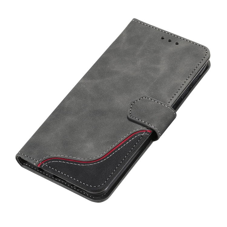 For Samsung Galaxy A50 Three-color Stitching Calf Texture Horizontal Flip Leather Case with Holder & Card Slots & Wallet