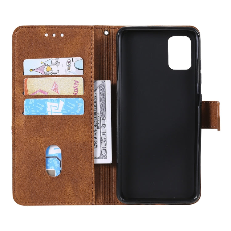 For Samsung Galaxy A51 5G Three-color Stitching Calf Texture Horizontal Flip Leather Case with Holder & Card Slots & Wallet