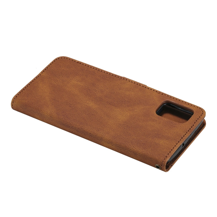 For Samsung Galaxy A51 5G Three-color Stitching Calf Texture Horizontal Flip Leather Case with Holder & Card Slots & Wallet