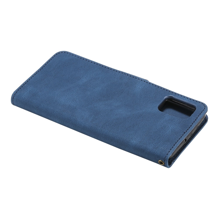 For Samsung Galaxy A51 5G Three-color Stitching Calf Texture Horizontal Flip Leather Case with Holder & Card Slots & Wallet