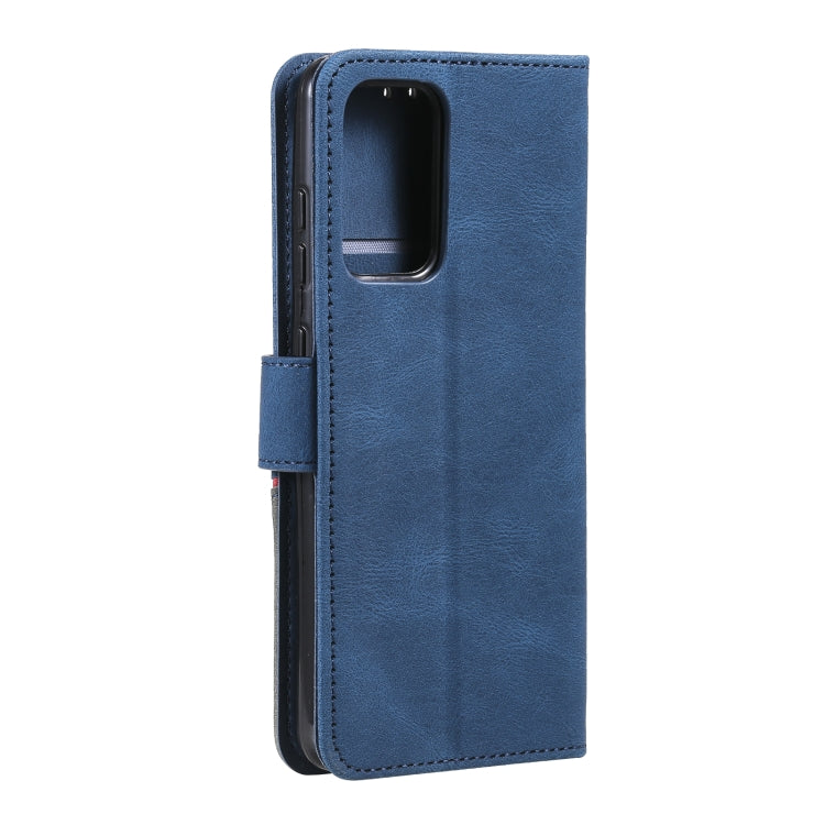 For Samsung Galaxy A52 5G / 4G Three-color Stitching Calf Texture Horizontal Flip Leather Case with Holder & Card Slots & Wallet