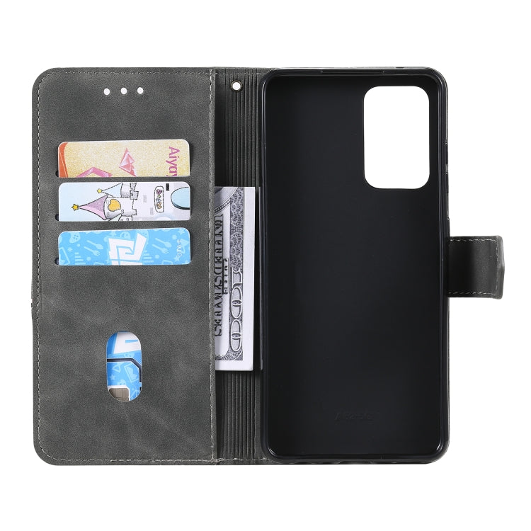 For Samsung Galaxy A52 5G / 4G Three-color Stitching Calf Texture Horizontal Flip Leather Case with Holder & Card Slots & Wallet