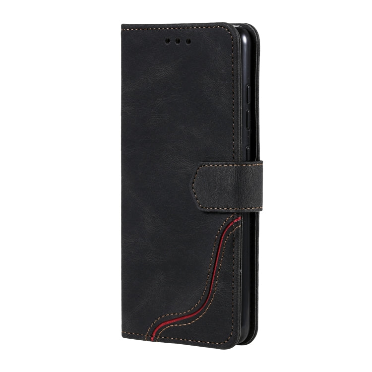 For Samsung Galaxy A52 5G / 4G Three-color Stitching Calf Texture Horizontal Flip Leather Case with Holder & Card Slots & Wallet