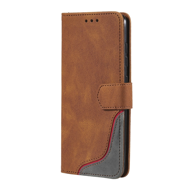 For Samsung Galaxy A71 5G Three-color Stitching Calf Texture Horizontal Flip Leather Case with Holder & Card Slots & Wallet