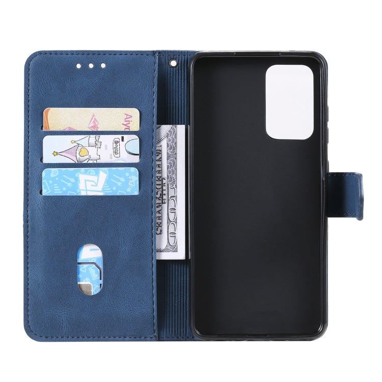 For Samsung Galaxy A72 5G / 4G Three-color Stitching Calf Texture Horizontal Flip Leather Case with Holder & Card Slots & Wallet