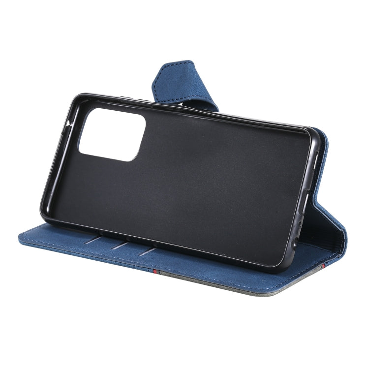 For Samsung Galaxy A72 5G / 4G Three-color Stitching Calf Texture Horizontal Flip Leather Case with Holder & Card Slots & Wallet