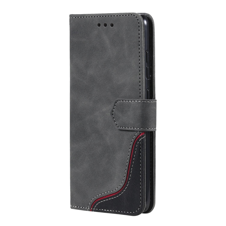 For Samsung Galaxy A72 5G / 4G Three-color Stitching Calf Texture Horizontal Flip Leather Case with Holder & Card Slots & Wallet
